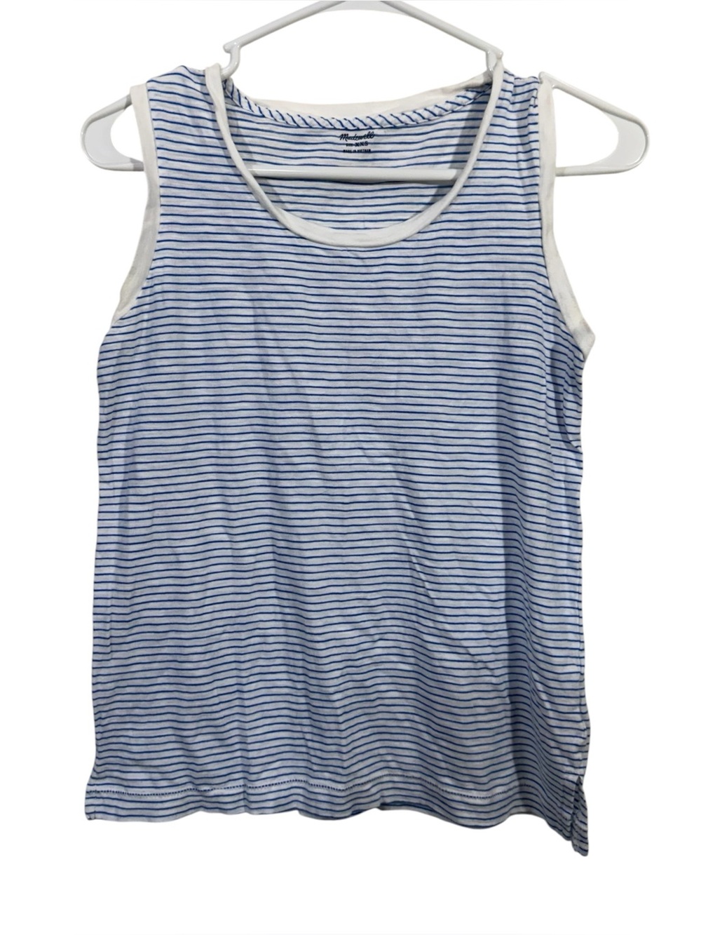 Maxwell Blue & White Striped Muscle Style Casual Cotton Tank Top